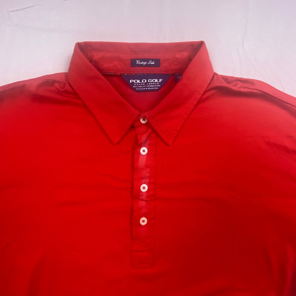 Polo Golf Ralph Lauren Vintage Lisle Polo Shirt Mens XL Red Performance Material